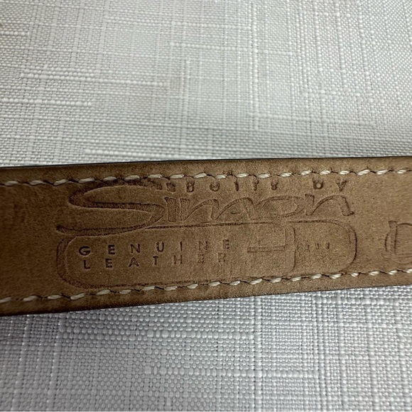 Vintage B.B. Simon Brown Alligator Print Leather Belt size Large - Picture 14 of 15